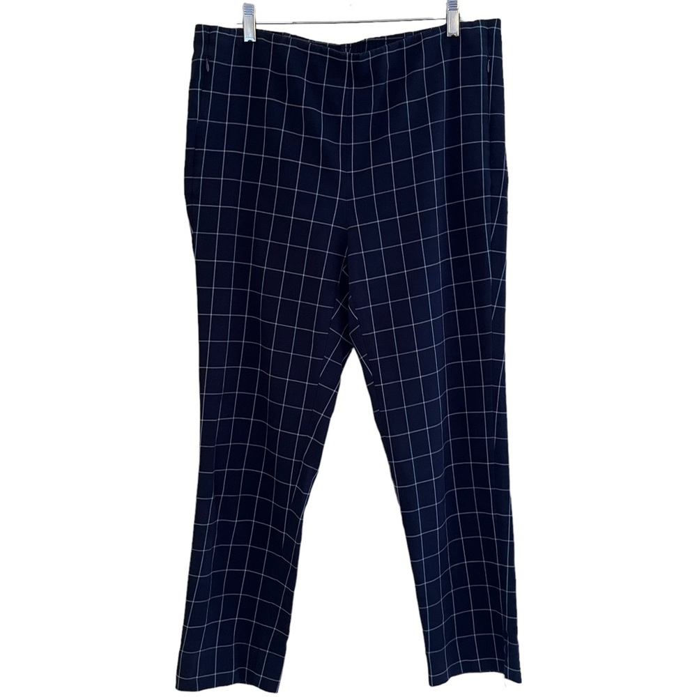J. Jill Essential Navy Blue Cotton Stretch Pant in Window Pane Check 14